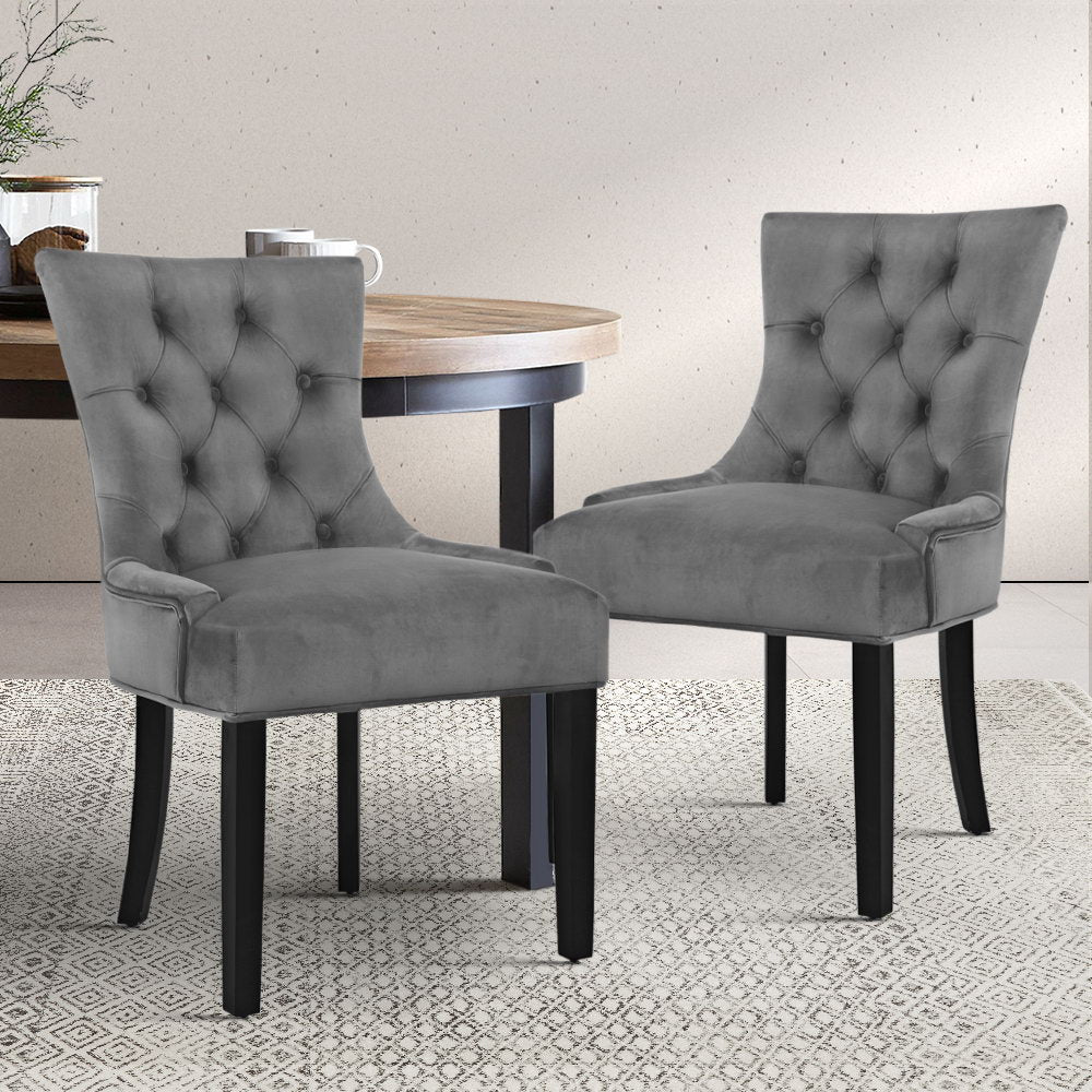 Artiss Dining Chairs Set of 2 Velvet French Provincial Grey-7