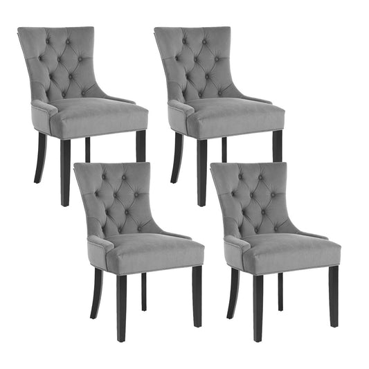 Artiss Dining Chairs Set of 4 Velvet French Provincial Grey-0