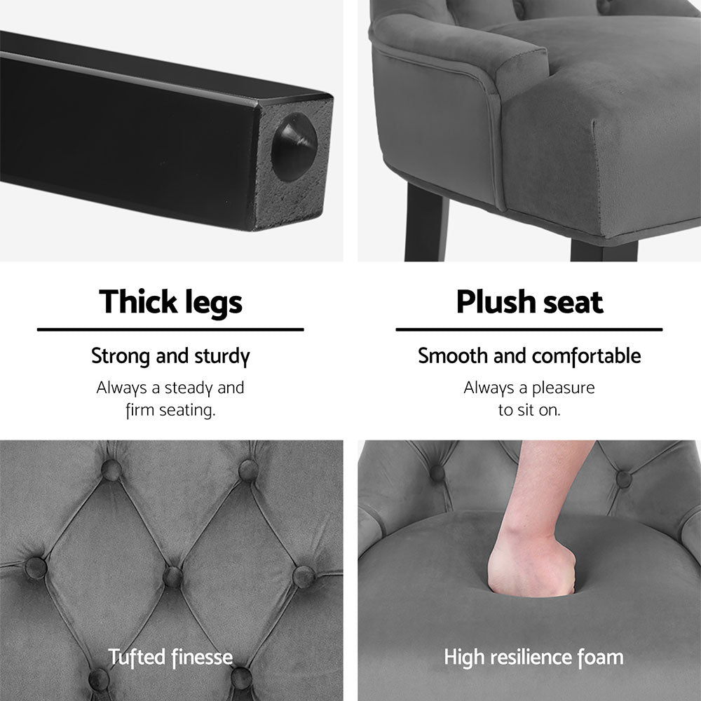 Artiss Dining Chairs Set of 4 Velvet French Provincial Grey-5