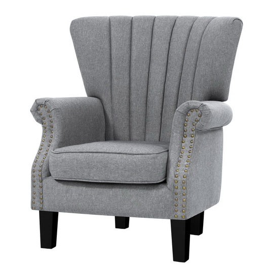 Artiss Armchair Wingback Grey Andrew-0