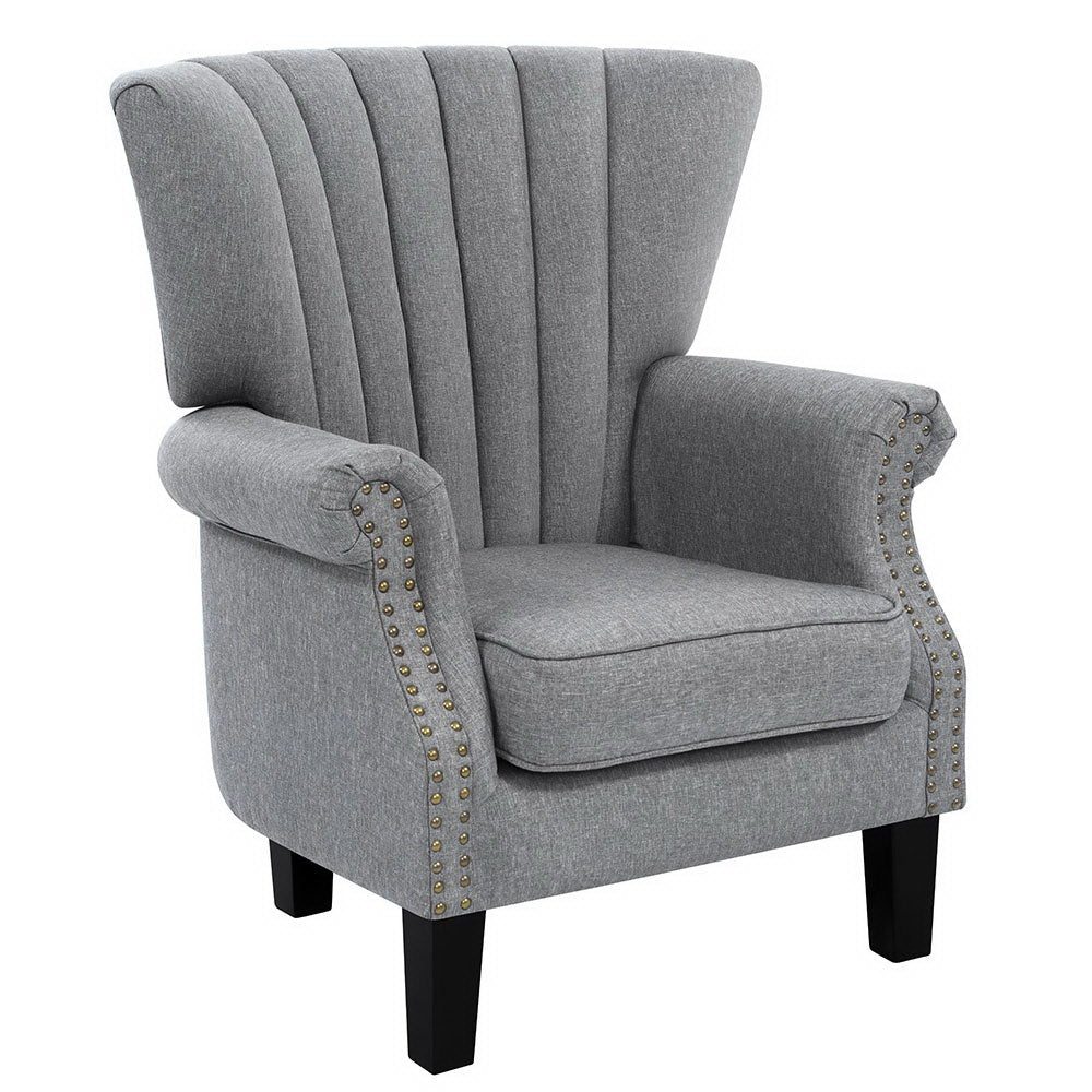 Artiss Armchair Wingback Grey Andrew-1