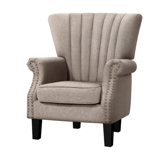 Artiss Armchair Wingback Beige Andrew-0