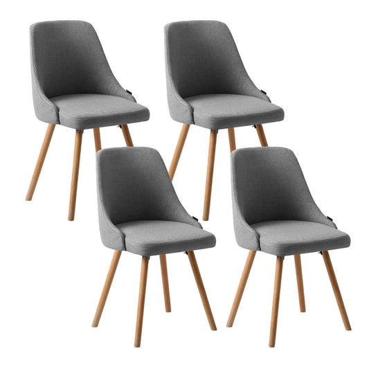 Artiss Dining Chairs Set of 4 Fabric Wooden Grey-0