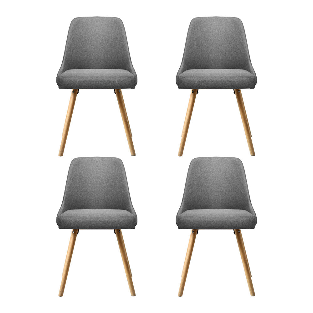 Artiss Dining Chairs Set of 4 Fabric Wooden Grey-2