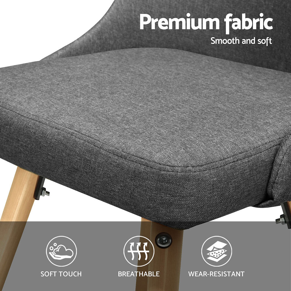 Artiss Dining Chairs Set of 4 Fabric Wooden Grey-5