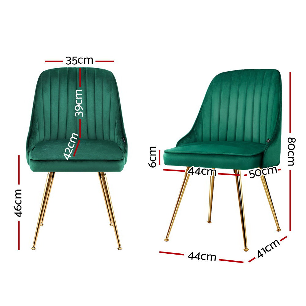 Artiss Dining Chairs Set of 2 Velvet Channel Tufted Green-1