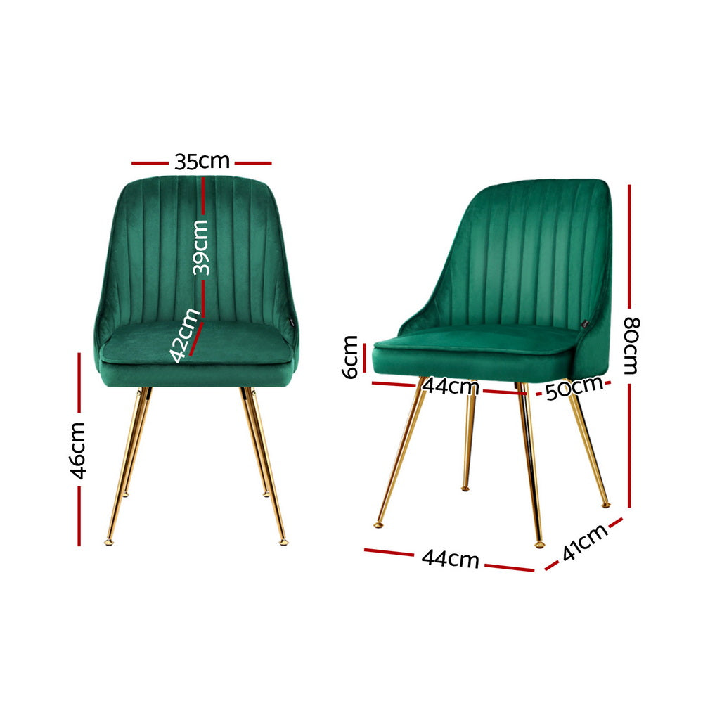 Artiss Dining Chairs Set of 4 Velvet Channel Tufted Green-1