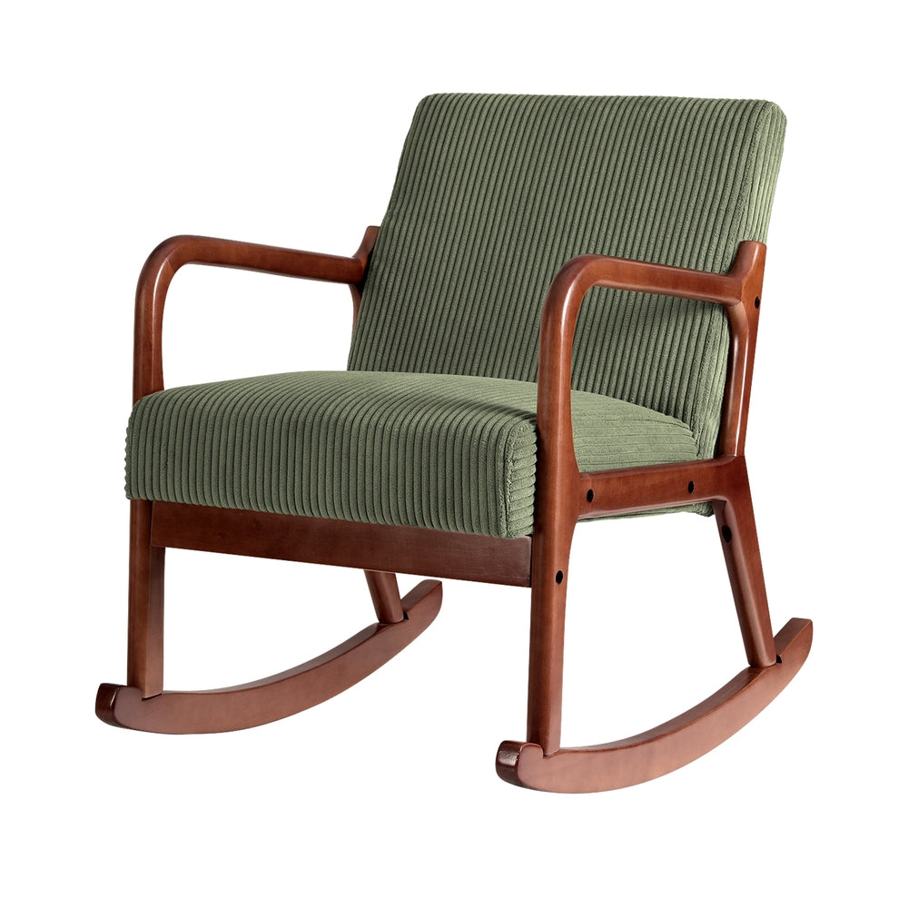 Artiss Rocking Armchair Nursing Chair Corduroy Green-0