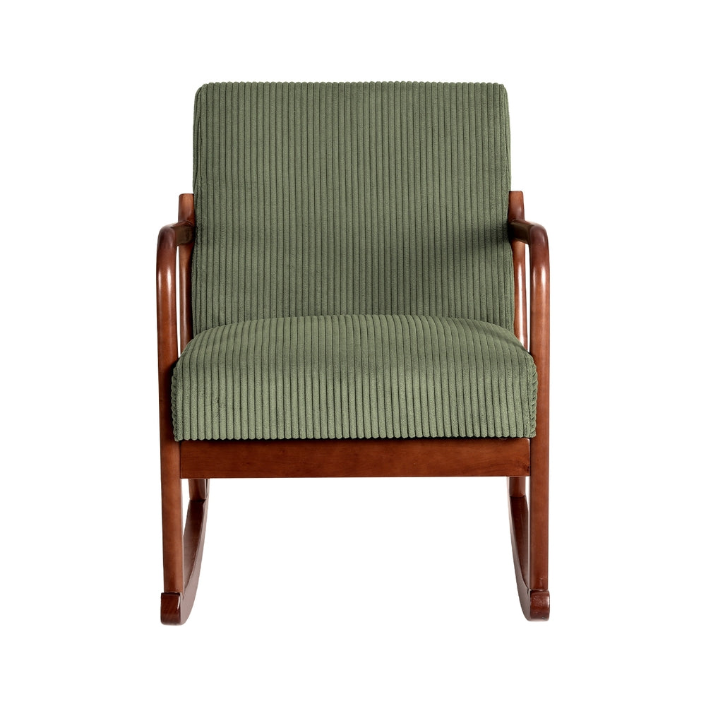 Artiss Rocking Armchair Nursing Chair Corduroy Green-2