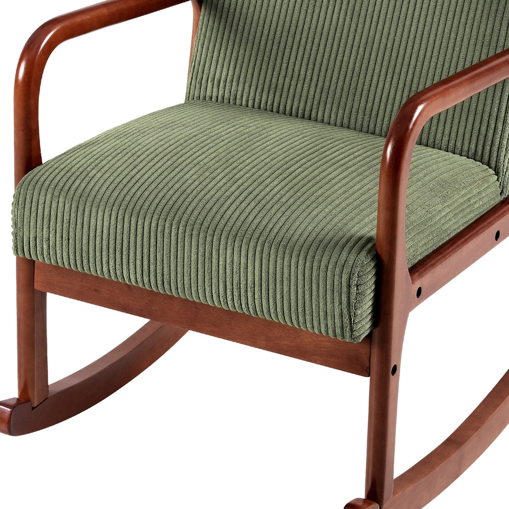 Artiss Rocking Armchair Nursing Chair Corduroy Green-4