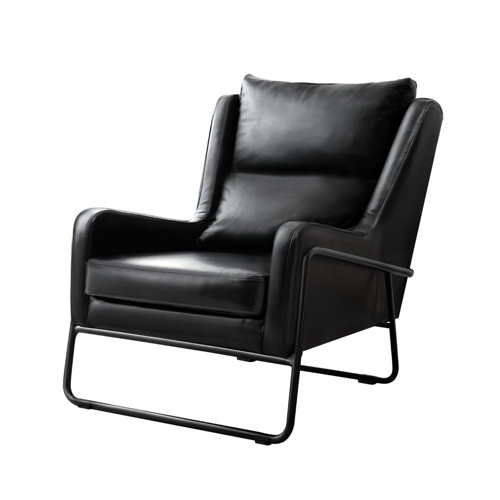 Artiss Armchair Accent Chair PU Leather Wingback Black-0