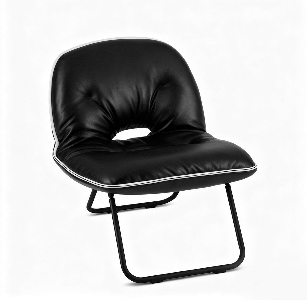 Artiss Foldable Chair 2-In-1 Armchair Lounge Chair Portable Black-1