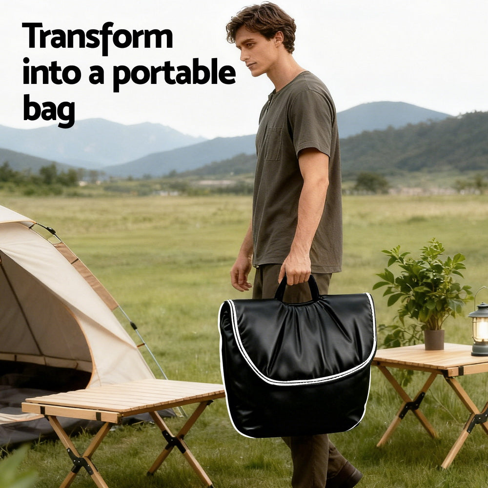 Artiss Foldable Chair 2-In-1 Armchair Lounge Chair Portable Black-6