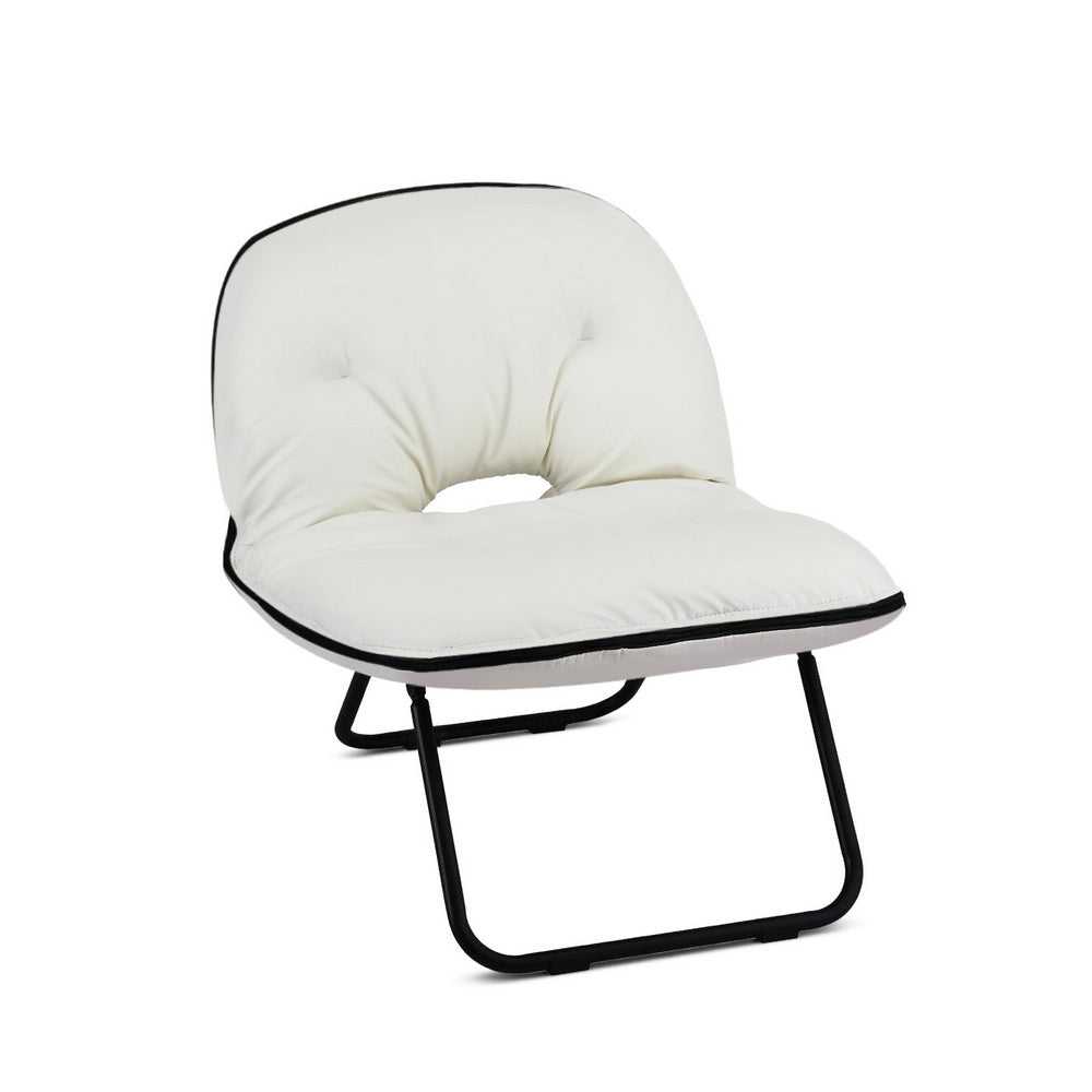 Artiss Foldable Chair 2-In-1 Armchair Lounge Chair Portable White-1