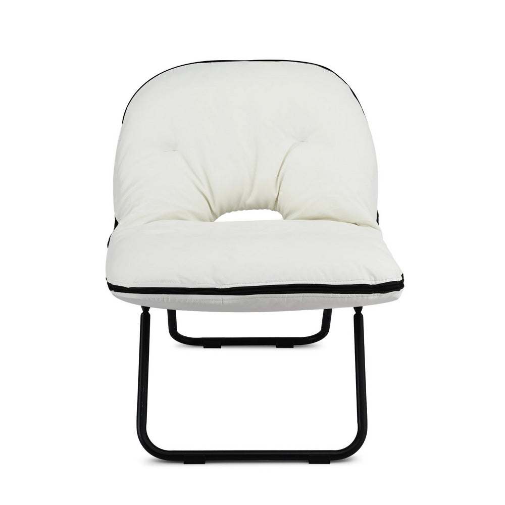 Artiss Foldable Chair 2-In-1 Armchair Lounge Chair Portable White-3
