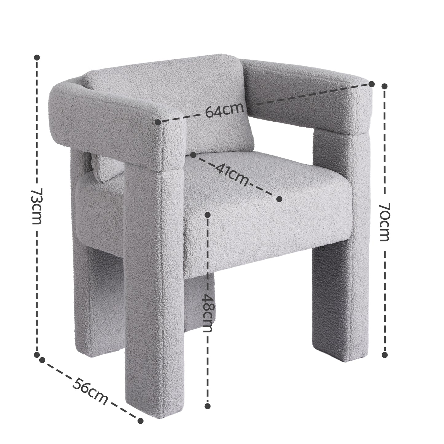 Artiss Armchair Accent Chair Lounge Sofa Couch Boucle Fabric Grey