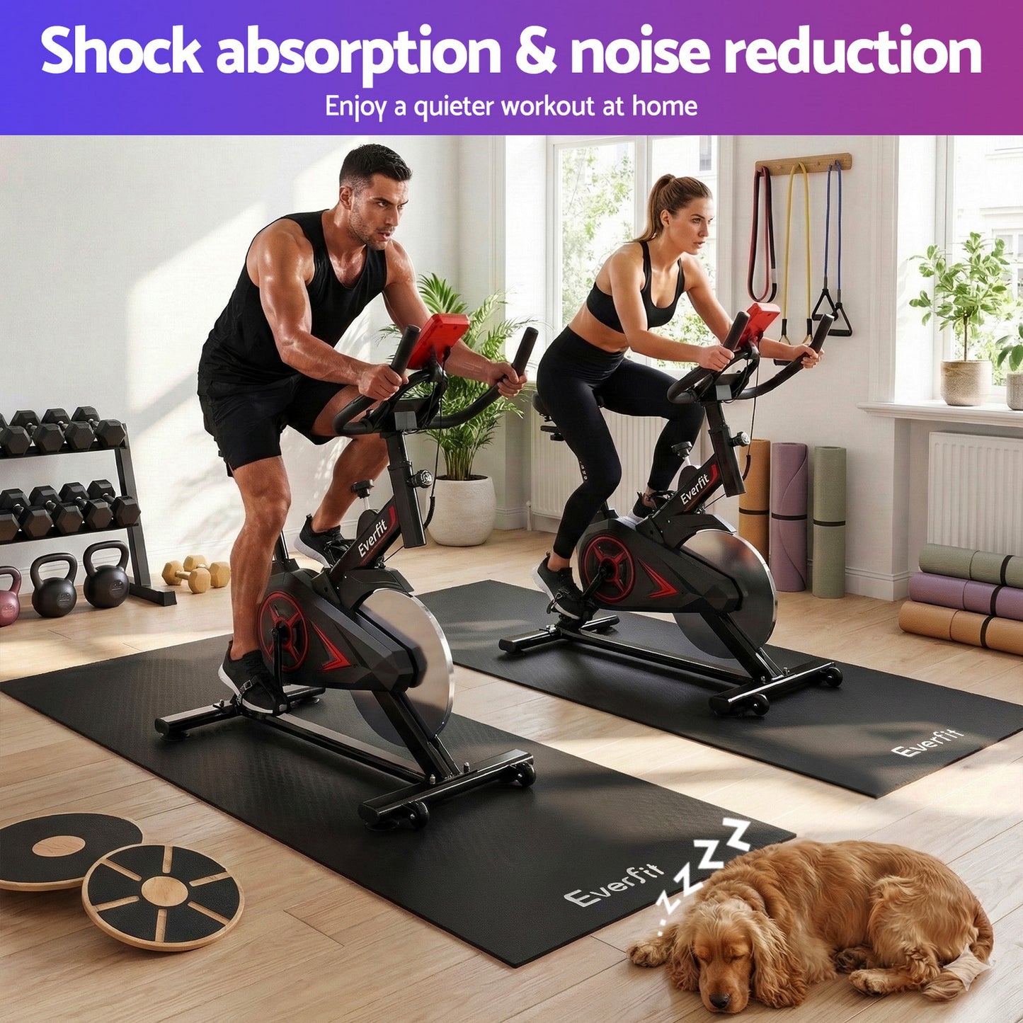 Everfit Exercise Equipment Mat Treadmill Floor Rug Home Gym Bike Fitness Yoga 2M