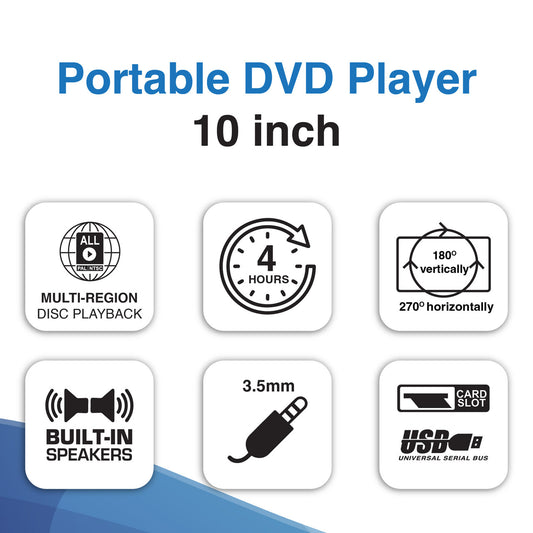 Laser 10” Portable DVD Player with Anti-Skip Technology