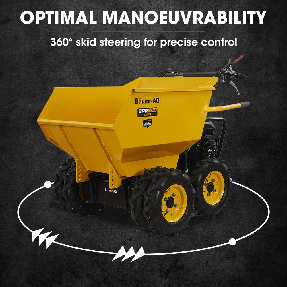Baumr-AG 6 Wheel Motorised Wheelbarrow Dumper, Briggs & Stratton CR950 Petrol Engine, 500kg Capacity