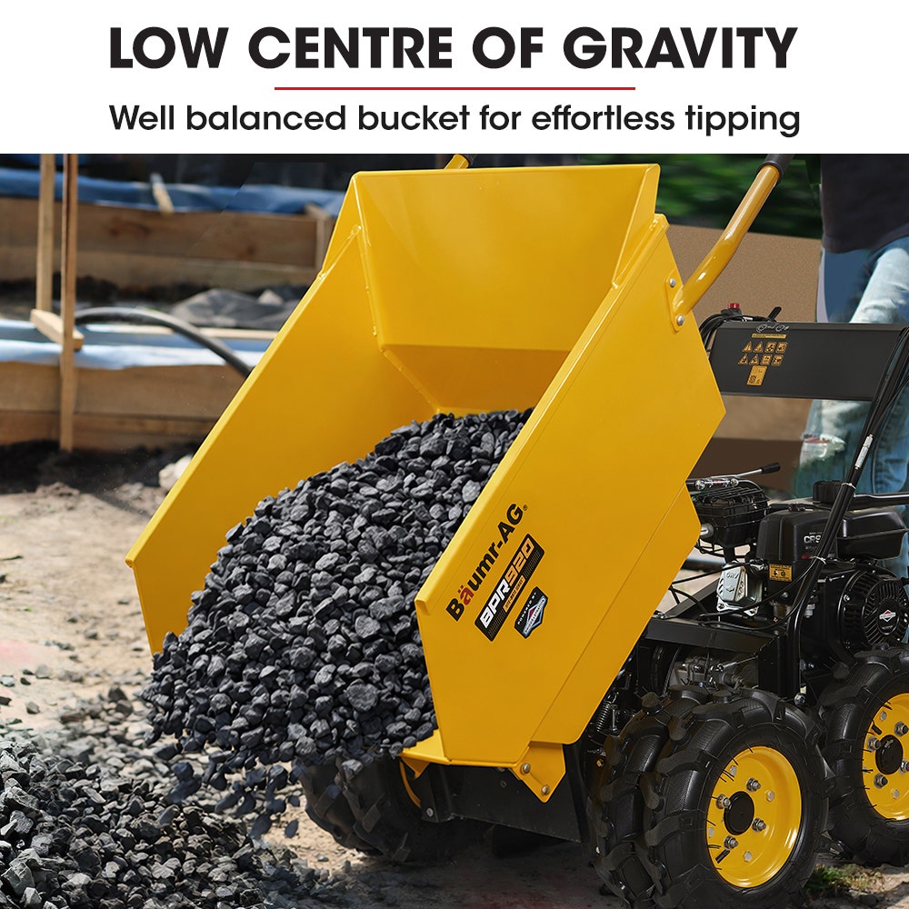 Baumr-AG 6 Wheel Motorised Wheelbarrow Dumper, Briggs & Stratton CR950 Petrol Engine, 500kg Capacity