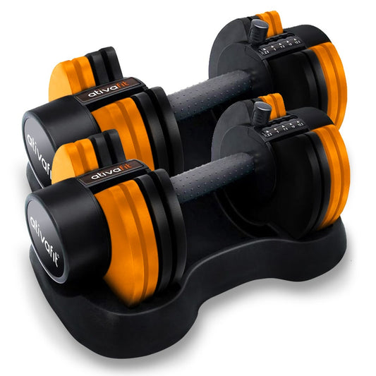 ATIVAFIT 2x Adjustable Dumbbell Set Weights Dumbbells Home Gym Interchangeable