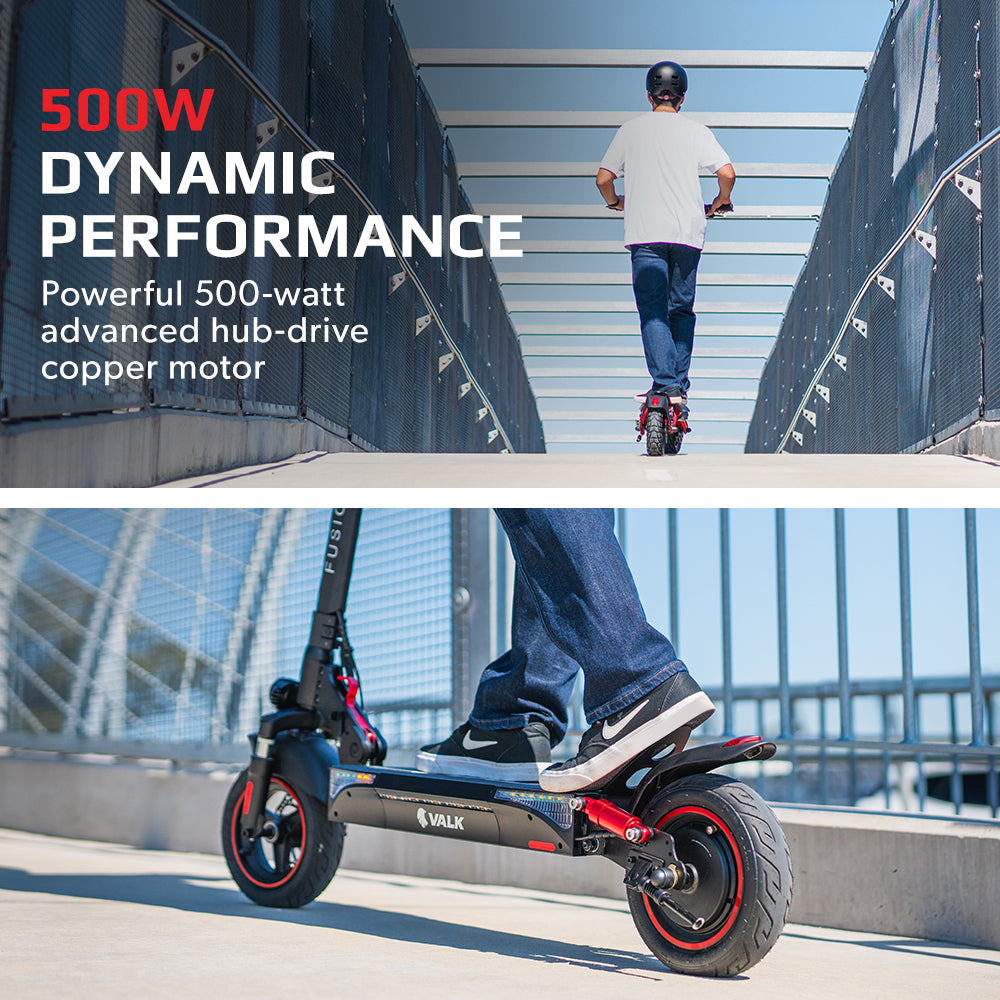 VALK Fusion 5 Electric Scooter, 500W, AU Compliant, 48V 13Ah Lithium, 50km Range, 40km/h, Quad Shocks, 10 inch Tyres