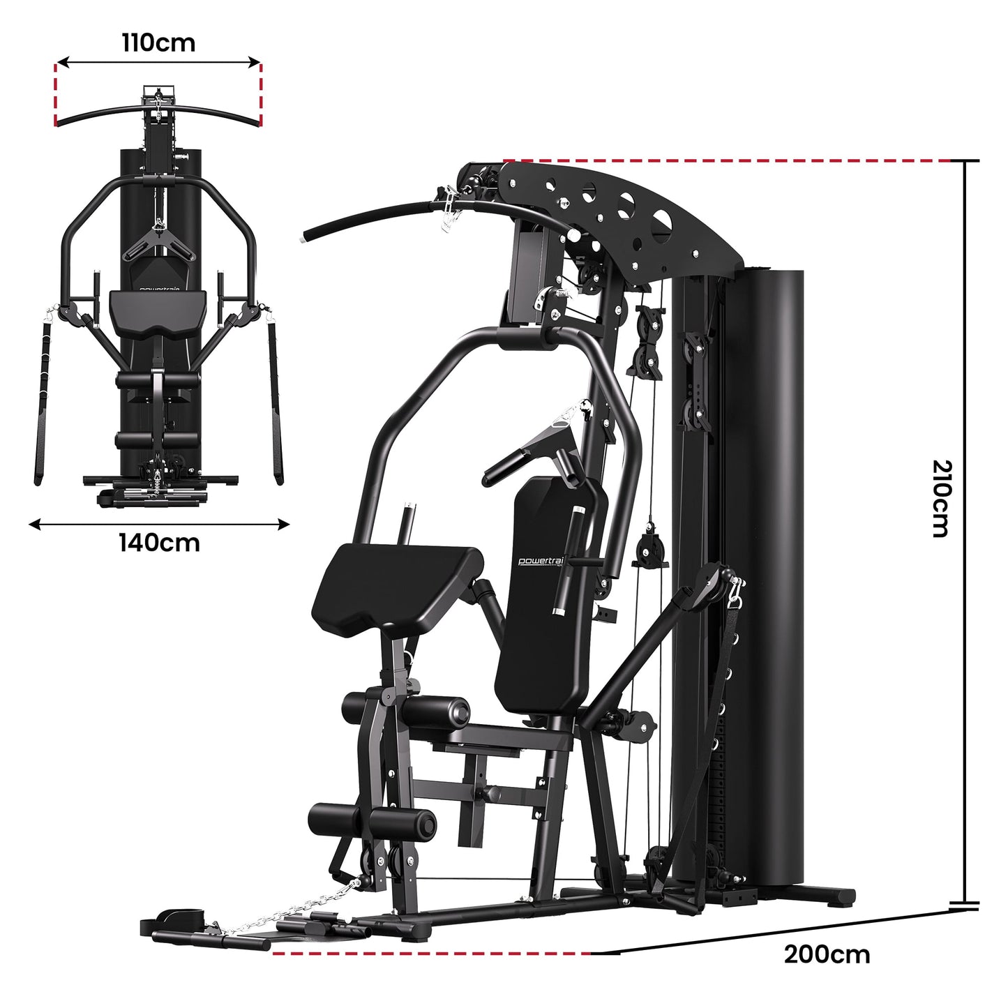 Powertrain Home Multi Gym 560 Full Body Training with 90kg Weight Stack Home Gym