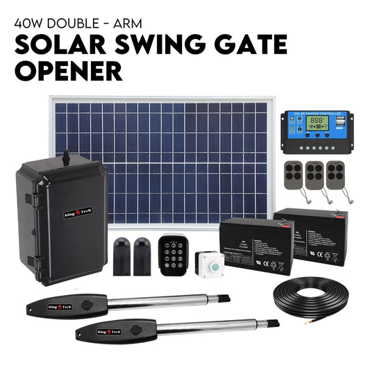 Full Solar Automatic 40W Double Swing Gate Opener Remote Keypad Control