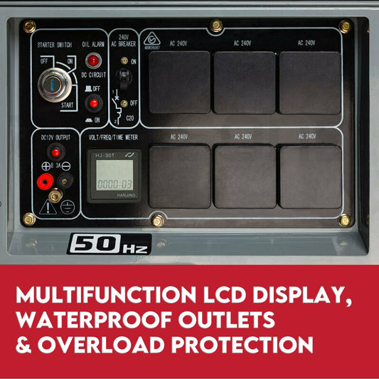 Diesel Generator Single Phase 8.4kw Rated Diesel 6kw 13hp Portable 6 outlets
