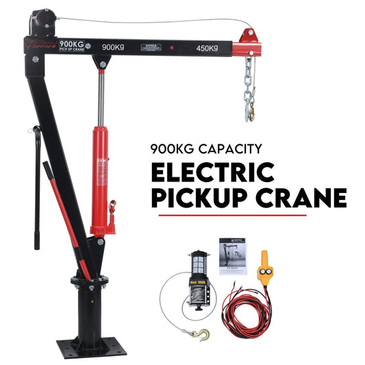 900kg Swivel Hydraulic Crane Hoist 12V Electric Jack Trailer UTE Pick up Lift