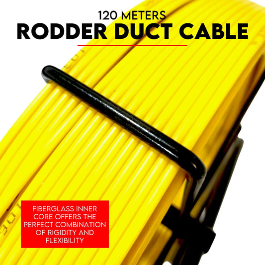 120M×6MM Fish Tape Puller Fiberglass Wire Cable Running Duct Rodder with Wheels