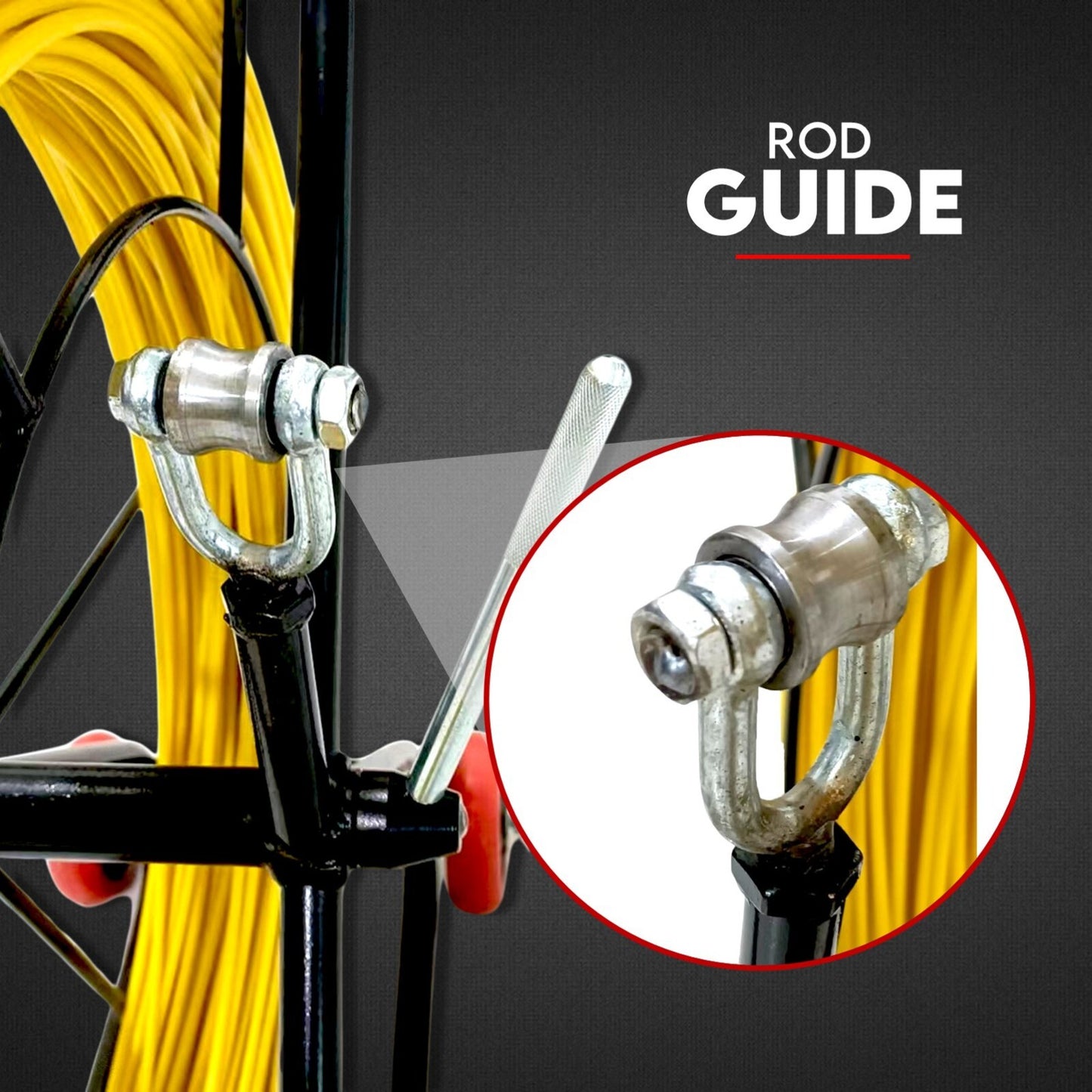 120M×6MM Fish Tape Puller Fiberglass Wire Cable Running Duct Rodder with Wheels