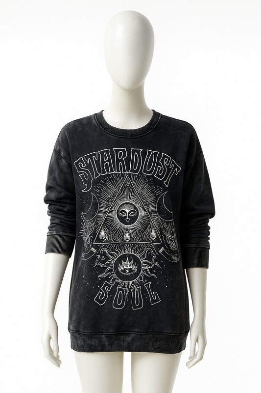 Mineral Wash Graphic Sweatshirt Black M