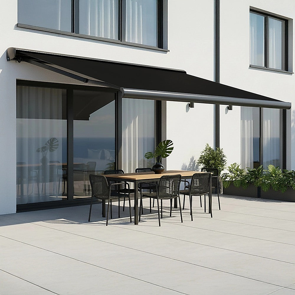 5.0m x 3.0m Retractable Folding Arm Awning Heavy Duty Full Cassette Motorised