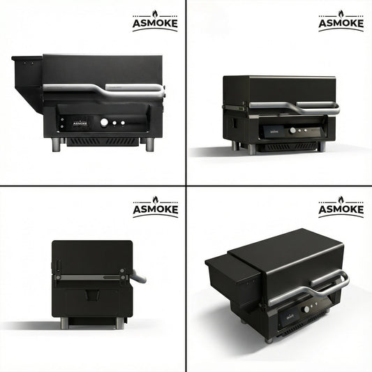 ASMOKE Essential Portable Wireless Pellet Smoker - Battery Powered 8-in-1 Mini BBQ Grill with Smart Temp Control & Meat Probe for Camping & RV