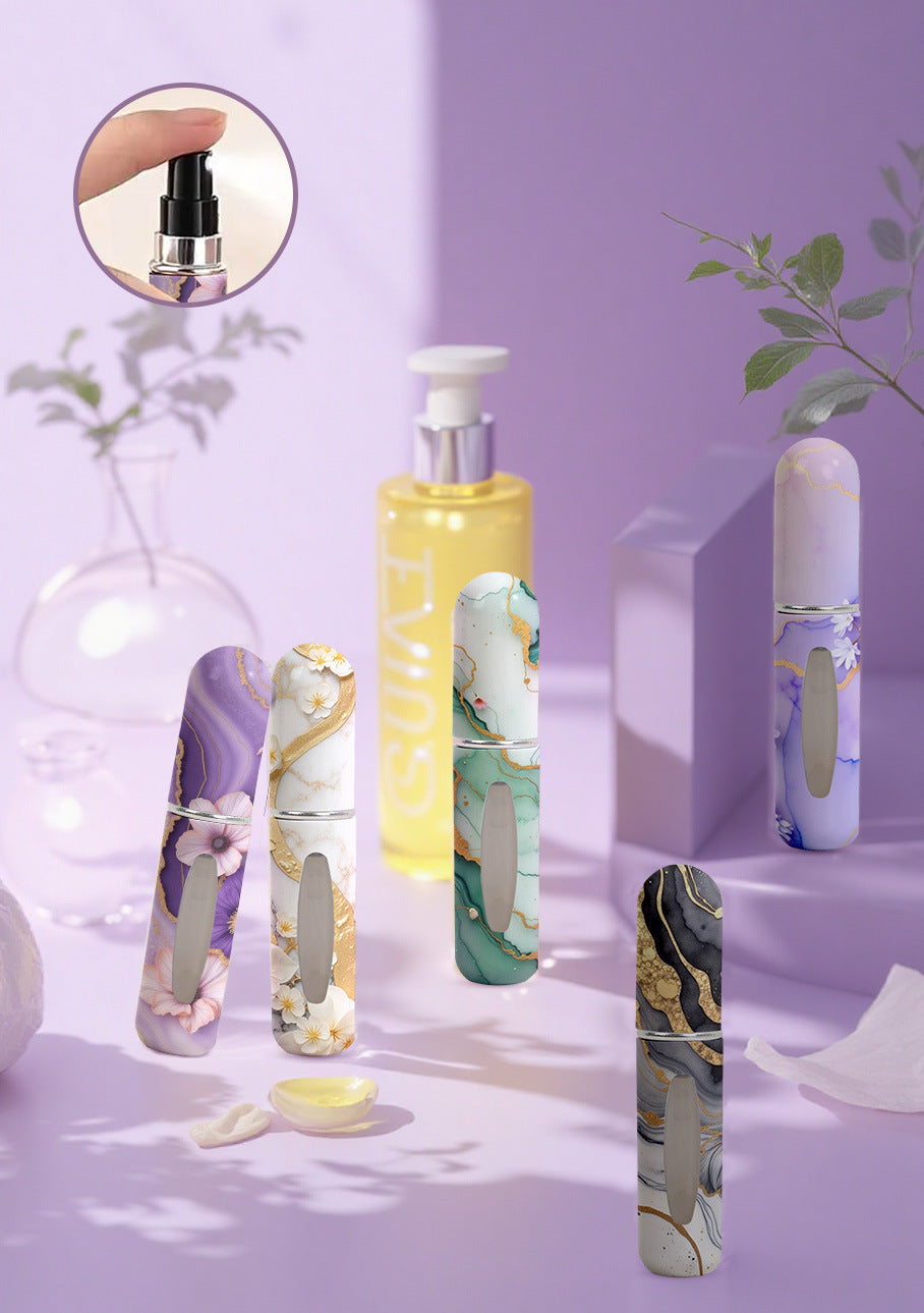 Champagne Chic Marble Travel Perfume Atomizer Set (3-Pack) - 5ml Leakproof Bottom-Fill Spray Bottles