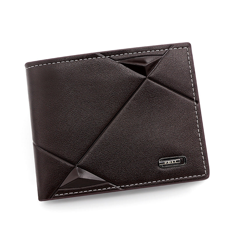 Dark Brown Men's PU Leather Bifold Wallet - Slim Short Design with Zipper Coin Pocket - Multi Card Slots and ID Window for Everyday Use
