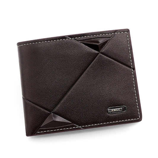 Dark Brown Men's PU Leather Bifold Wallet - Slim Short Design with Zipper Coin Pocket - Multi Card Slots and ID Window for Everyday Use