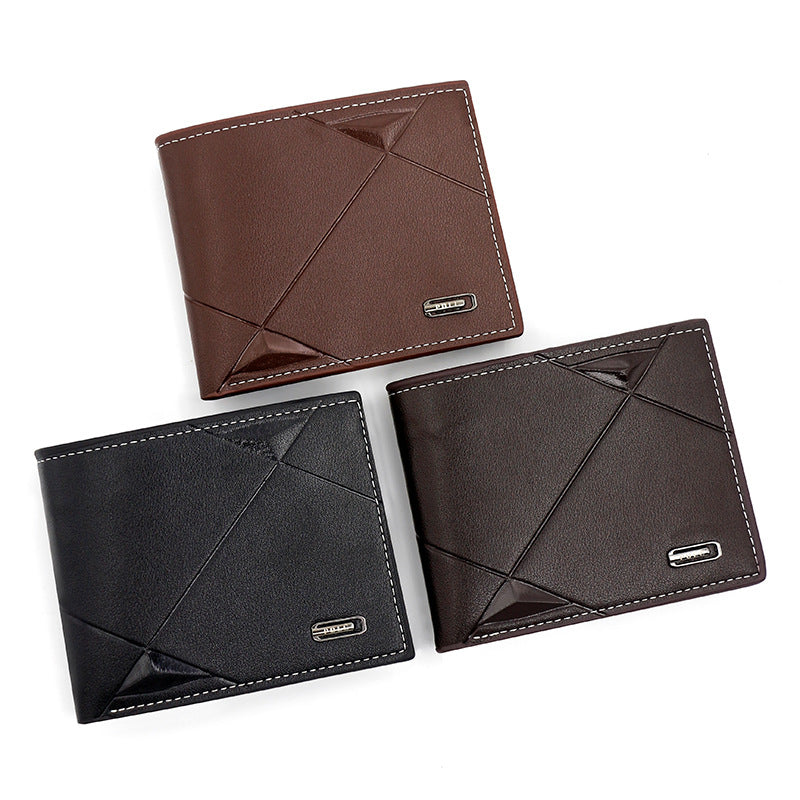 Dark Brown Men's PU Leather Bifold Wallet - Slim Short Design with Zipper Coin Pocket - Multi Card Slots and ID Window for Everyday Use
