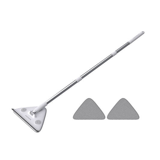 Adjustable Triangle Cleaning Mop 119cm Long Handle Window Squeegee Wall Washer Rotatable Head for Ceilings High Corners Wet Dry Use with 2 Microfibre Pads