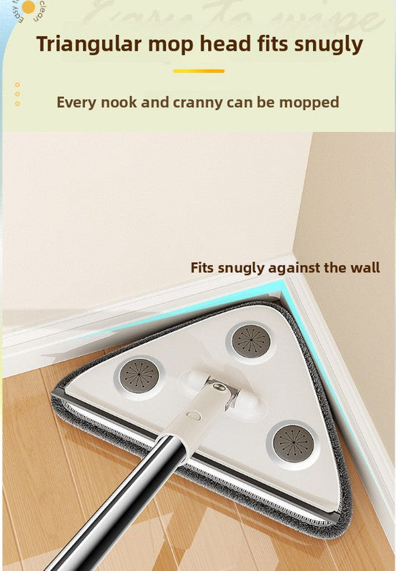Adjustable Triangle Cleaning Mop 119cm Long Handle Window Squeegee Wall Washer Rotatable Head for Ceilings High Corners Wet Dry Use with 2 Microfibre Pads