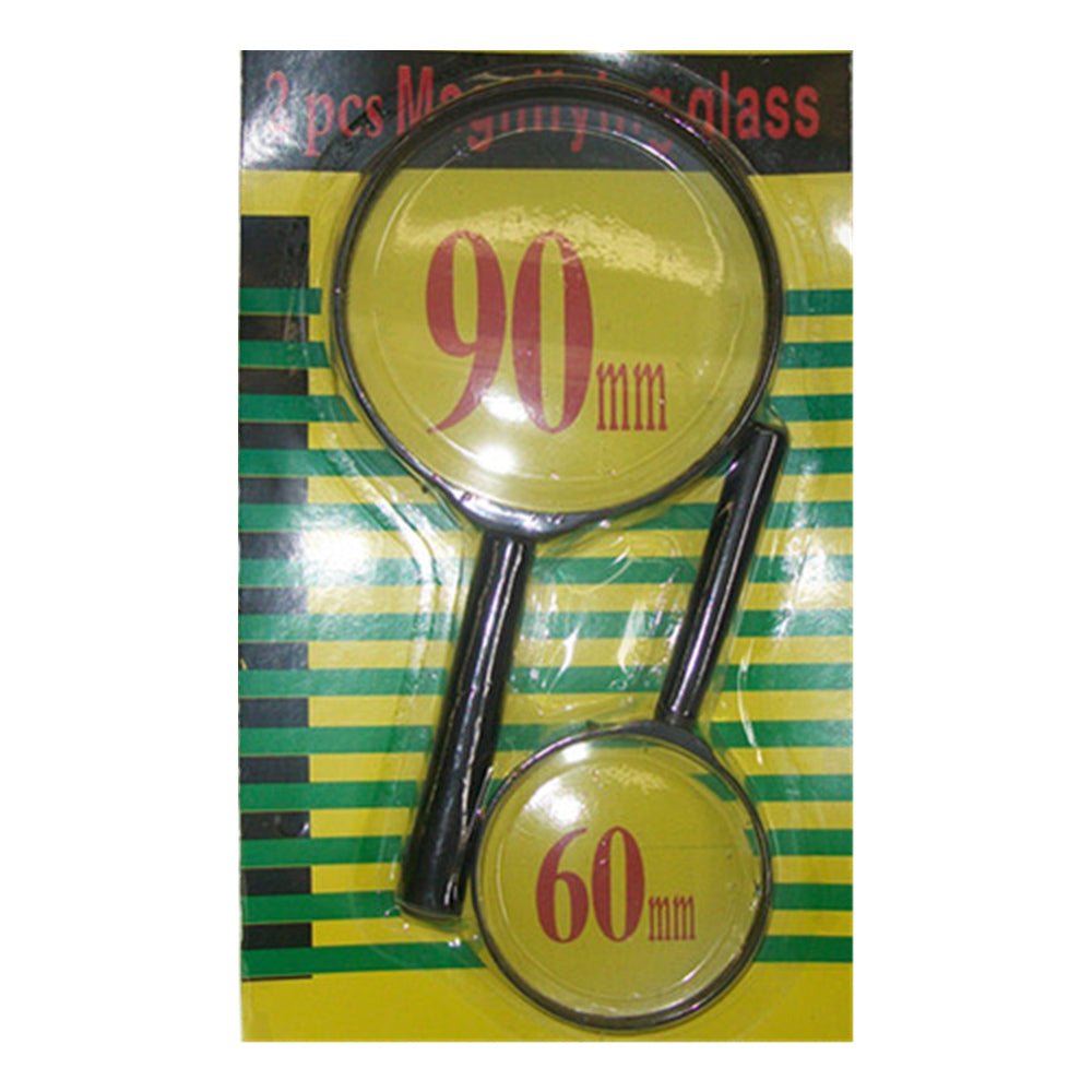 Pack of 2 Magnifying Glasses with Handle Magnifiers 90mm and 60mm Zooming Lens Reading