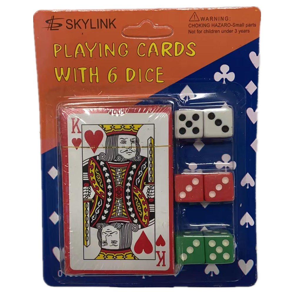 Playing card with 6 Colourful Dices