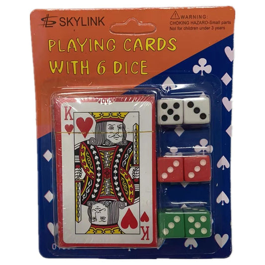 Playing card with 6 Colourful Dices