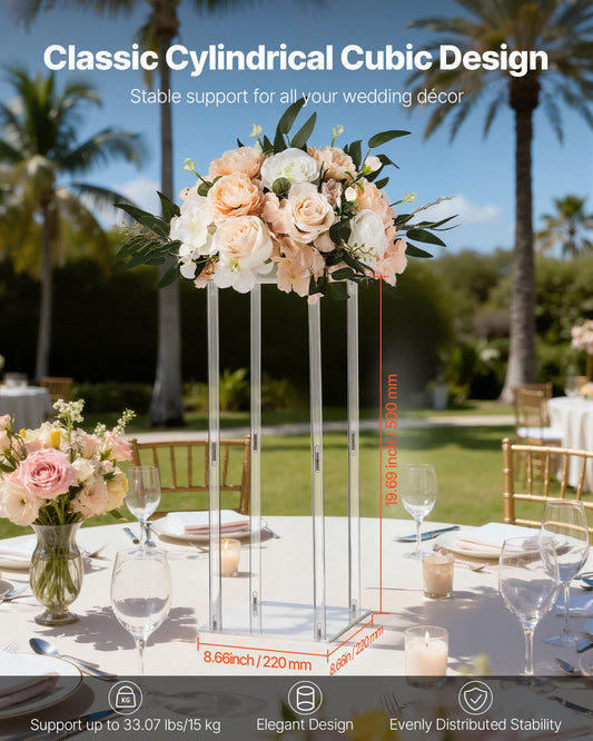 Wedding Flower Stand, 10PCS 50cm Column Flower Stand, Floral Stands with Acrylic Laminate, Cylindrical Cubic Floral Display Rack for Wedding, Party, Birthday, Home, Centerpiece Stands