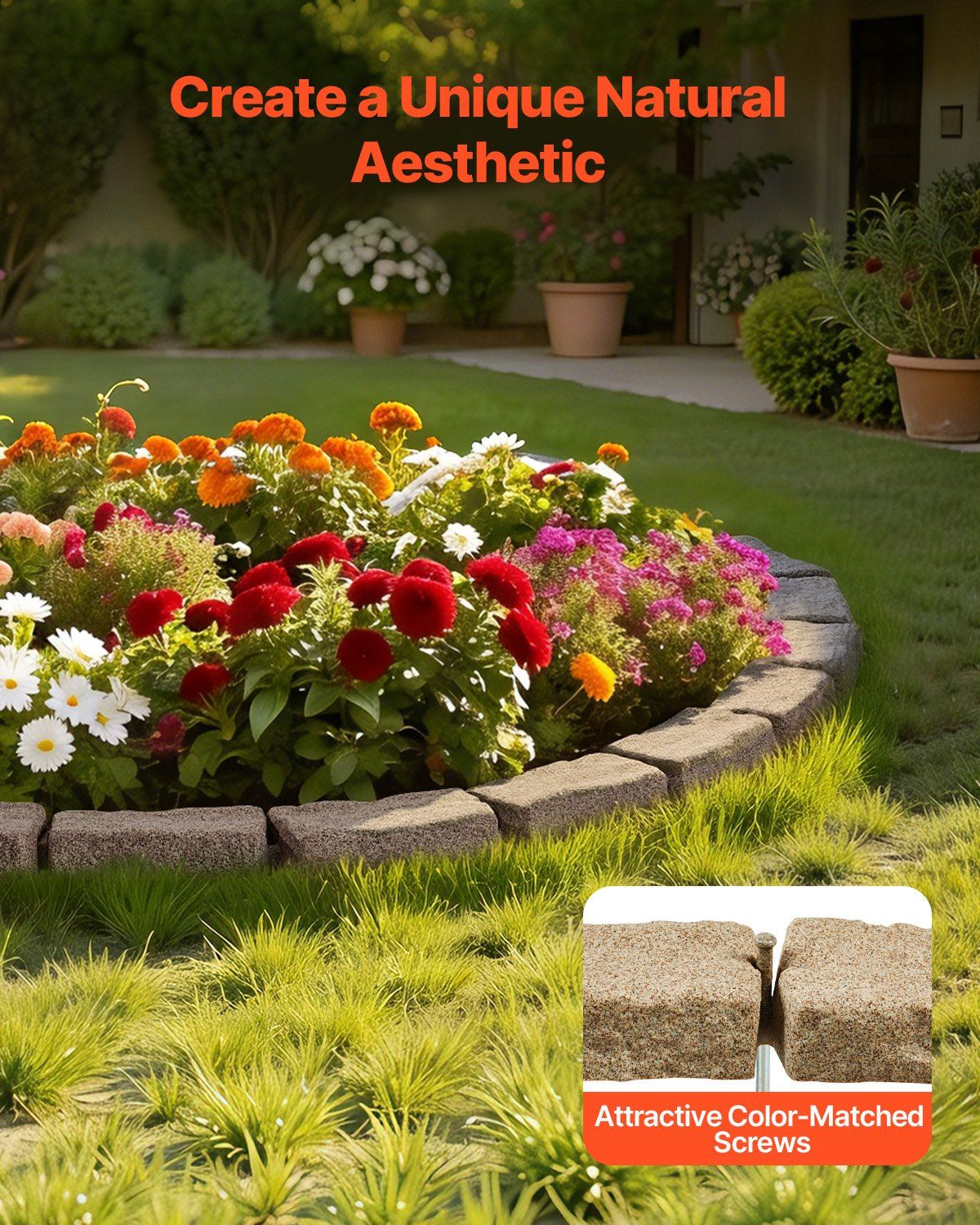 Fake Stone Landscape Edging 1180 x 95 x 57 mm Lawn Edging Fade-Resistant Beige