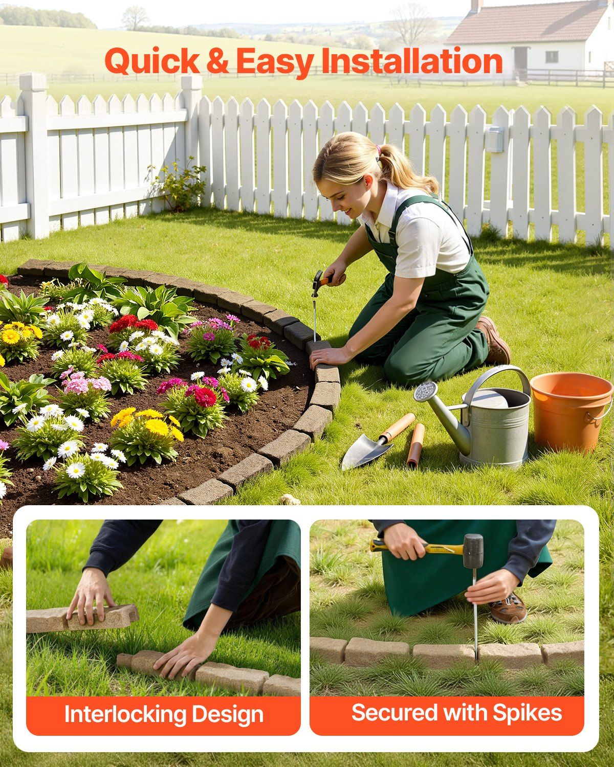 Fake Stone Landscape Edging 1180 x 95 x 57 mm Lawn Edging Fade-Resistant Beige