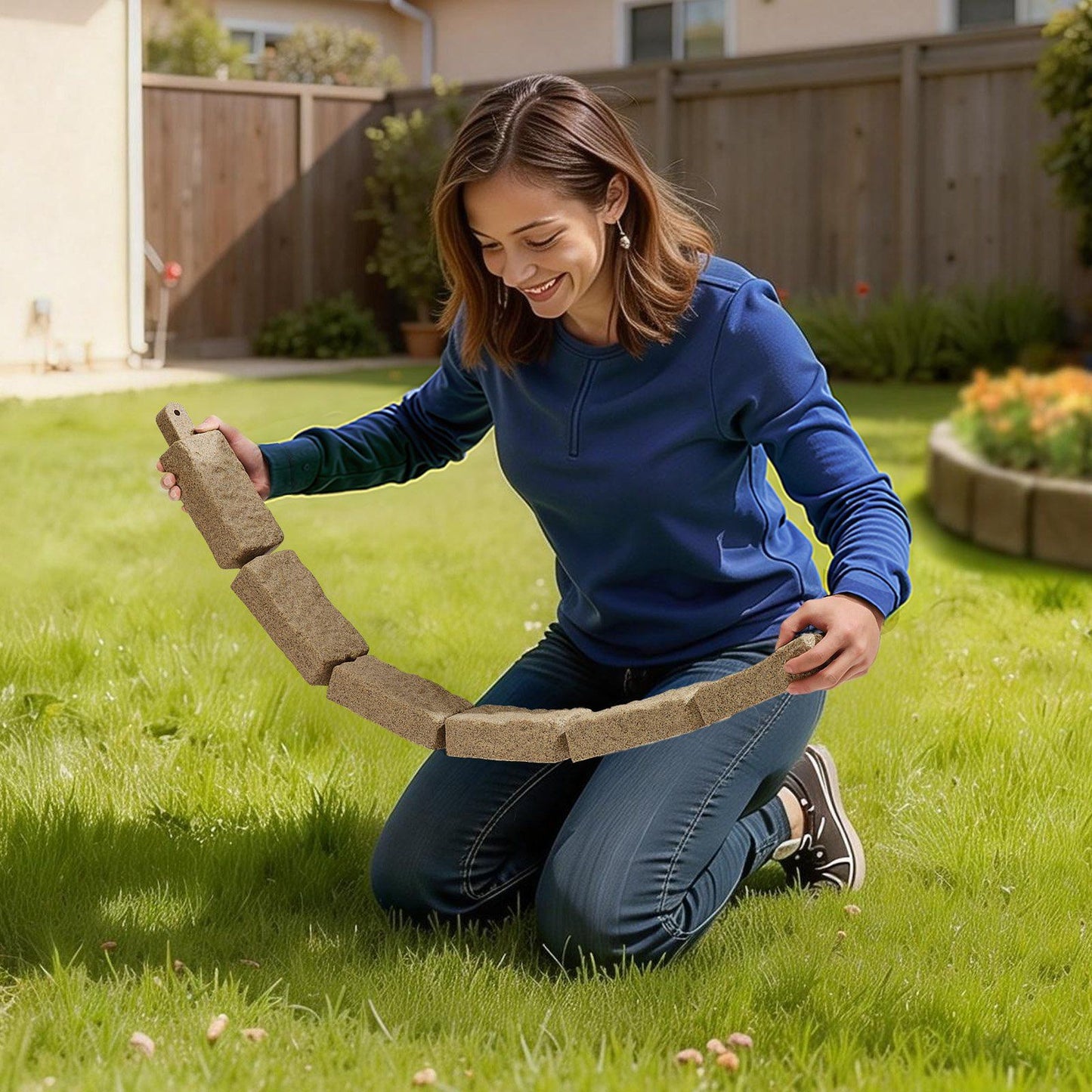 Fake Stone Landscape Edging 1180 x 95 x 57 mm Lawn Edging Fade-Resistant Beige