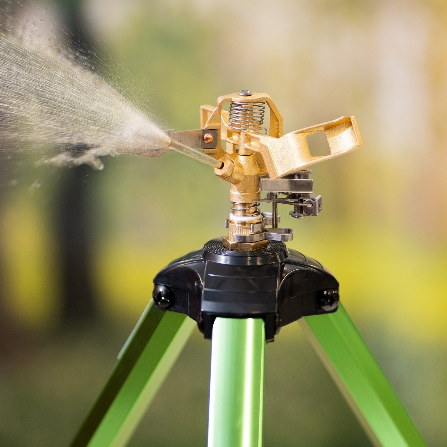 Impact Sprinkler on Tripod Base, 2 Packs, Heavy Duty Tripod Sprinklers with Brass Head & G3/4" Connector, 360 Degree Large Area Irrigation Sprinkler, Adjustable Heights Sprinkler for Yard