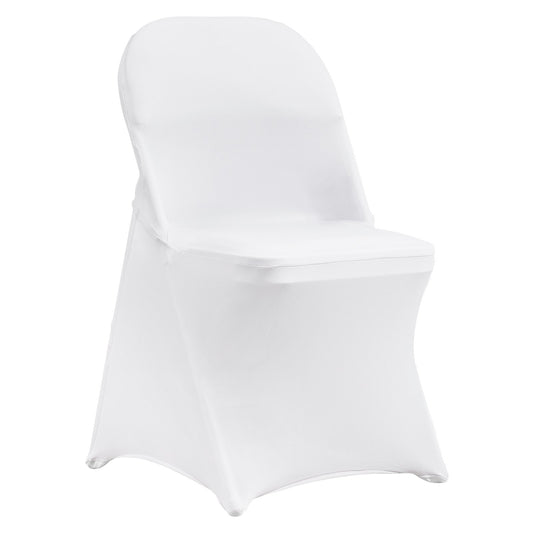 Stretch Spandex Folding Chair Covers, Universal Fitted Chair Cover, Removable Washable Protective Slipcovers, for Wedding, Holiday, Banquet, Party, Celebration, Dining (100PCS White)